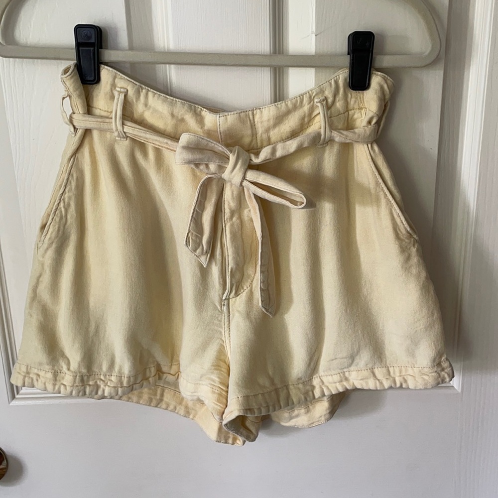 Yellow Linen Shorts